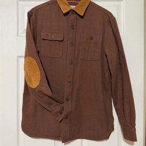 Men's Brown Button Down Shirt with Tan Accents